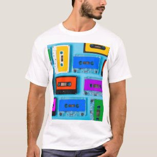 Retro Cassette: Blue Background Collection T-Shirt