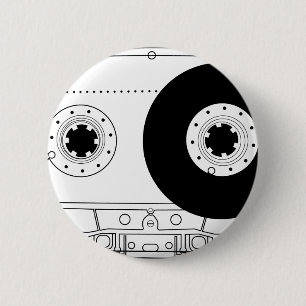 Retro-Cassette-Grafik-Vintage-T-Shirt Casette Button