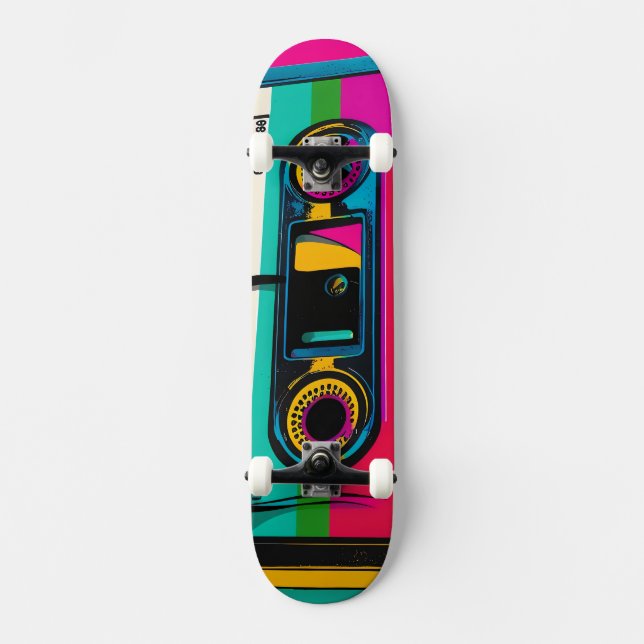 Retro Cassette Pop Art Skateboard (Vorderseite)