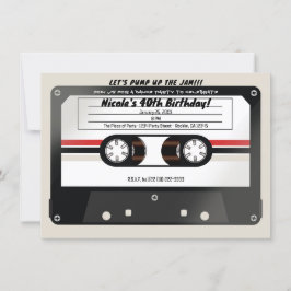 Retro Cassette Tape Beige Gray 90er Geburtstagspar Einladung