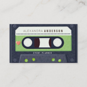 Retro Cassette Tape Music Green Visitenkarte