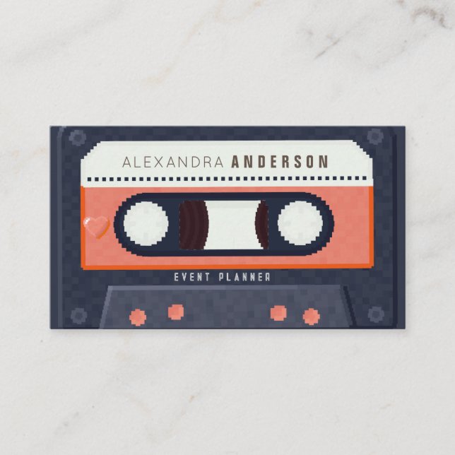 Retro Cassette Tape Music Red Business Card Visitenkarte (Vorderseite)
