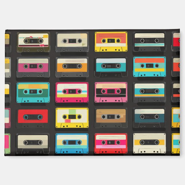 Retro Cassette Tape Pattern – Vintage Music  Magnet (Vorderseite)
