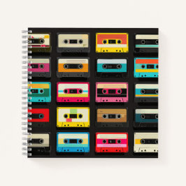 Retro Cassette Tape Pattern – Vintage Music  Notizbuch