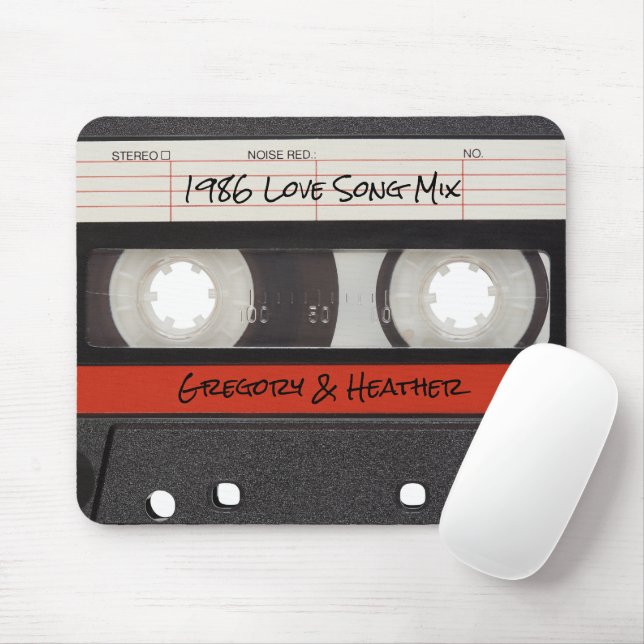 Retro Cassette Tape Red Black Mousepad (Mit Mouse)