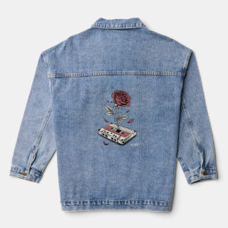Retro Cassette Tape Rose Personalized Name Jeansjacke