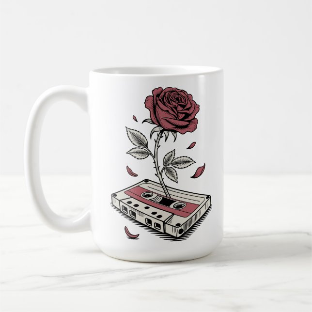 Retro Cassette Tape Rose Personalized Name  Kaffeetasse (Links)
