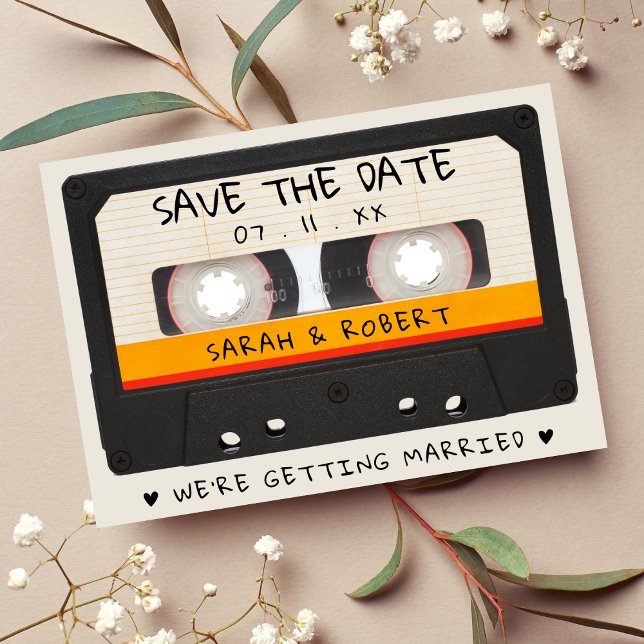 Retro Cassette Tape Wedding Save The Date (Retro Cassette Tape Wedding Save The Date)
