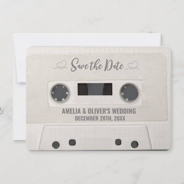 Retro Cassette Wedding Save the Date Einladung (Vorderseite)
