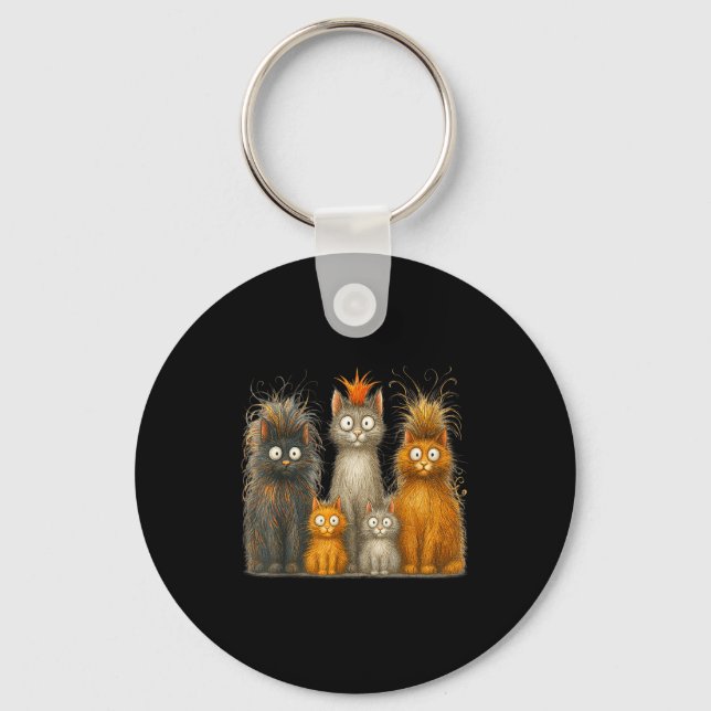 Retro Cat Art Crazy Funny Kitten Gift Men Women Bo Schlüsselanhänger (Vorderseite)