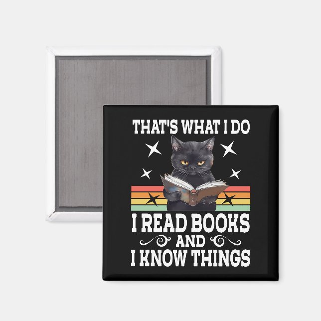 Retro Cat Books The Reader Halloween Reading Gesch Magnet (Vorderseite/Rückseite)