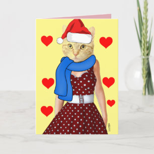 RETRO CAT CHRISTMAS BEST FRIEND CHRISTMAS CARD FEIERTAGSKARTE