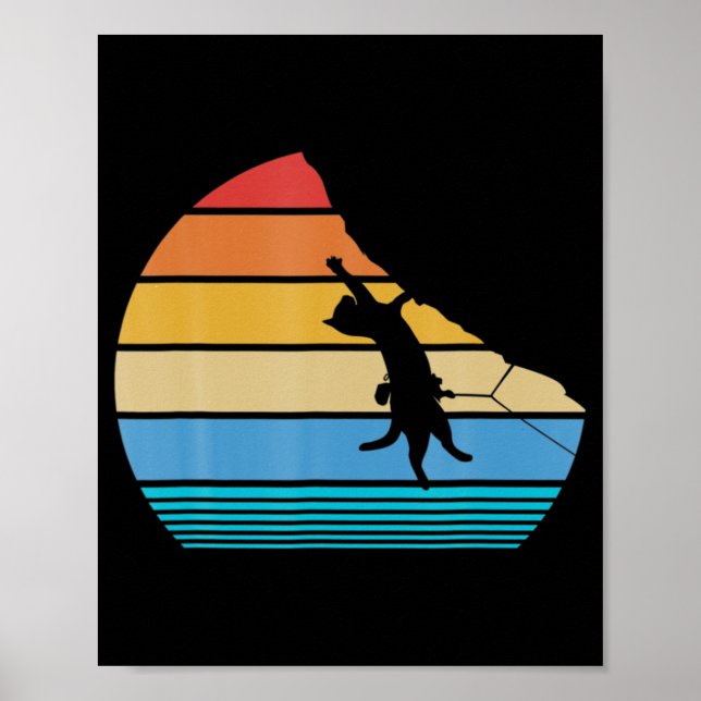 Retro Cat Climbing Vintages Geschenk Roc Poster (Vorne)