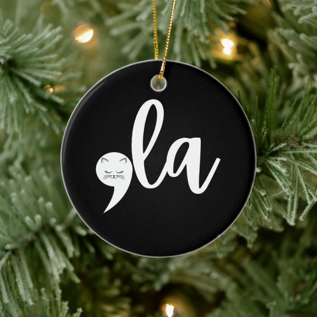 Retro Cat Comma La Kamala Harris 2024 Wahl Keramik Ornament (Baum)