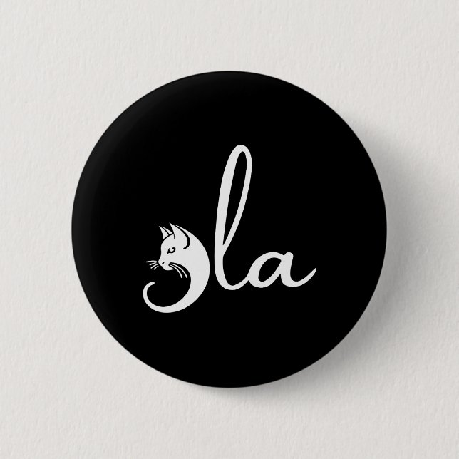Retro Cat Comma La Kamala Harris für Präsident 200 Button (Vorderseite)