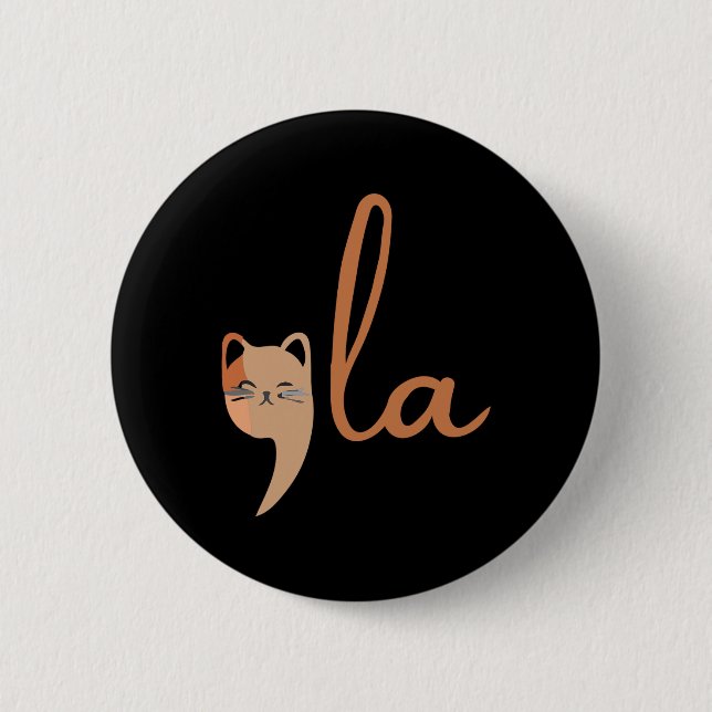Retro Cat Comma La Kamala Harris für Präsident 200 Button (Vorderseite)