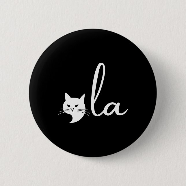 Retro Cat Comma La Kamala Harris für Präsident 200 Button (Vorderseite)