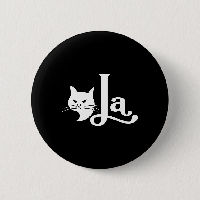 Retro Cat Comma La Kamala Harris für Präsident 200 Button (Vorderseite)