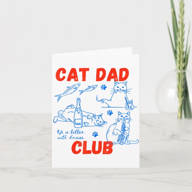 Retro Cat Dad Club Life Is Better With Cats Funny  Karte (Vorderseite)