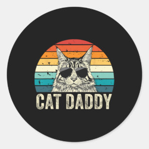 Retro Cat Daddy Vintage abgenutzt Maine Coon Katze Runder Aufkleber