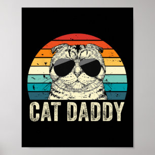 Retro Cat Daddy Vintage abgenutzt Scottish Fold C Poster