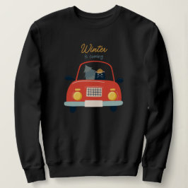 Retro Cat Driving Funny Classic Style Winter Sweatshirt