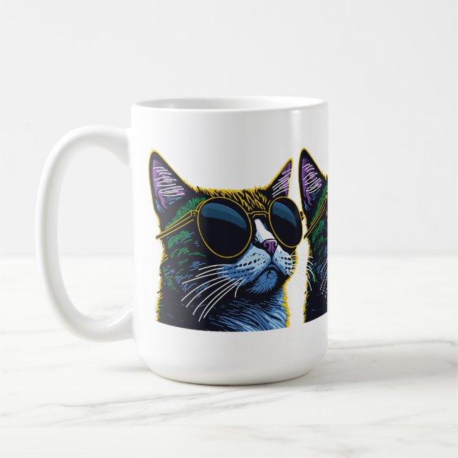 Retro Cat: Gelber Brillenkarm Kaffeetasse (Links)