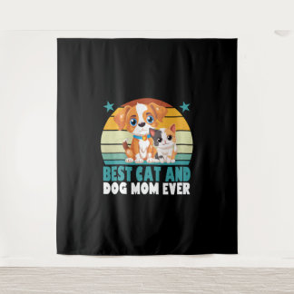 Retro Cat Hund Mama Cat Mama Furmama Welpe Kitty M Wandteppich