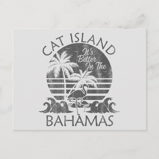 Retro Cat Island Bahamas Postkarte Schifffahrt (Vorderseite)