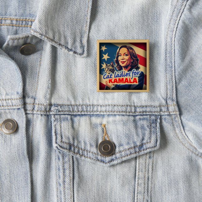 Retro Cat Lady Kamala Button (Beispiel)