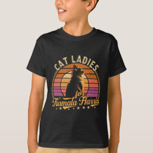 Retro Cat Lady wählt Kamala Harris 2024 zum Präsid T-Shirt