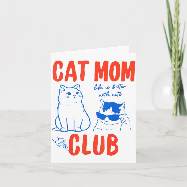 Retro Cat Mom Club Funny Cat Meme Mama Grandma Mot Karte (Vorderseite)