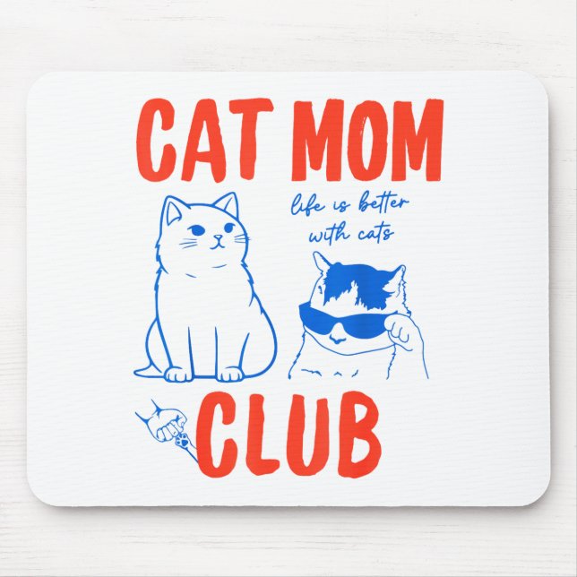 Retro Cat Mom Club Funny Cat Meme Mama Grandma Mot Mousepad (Vorne)
