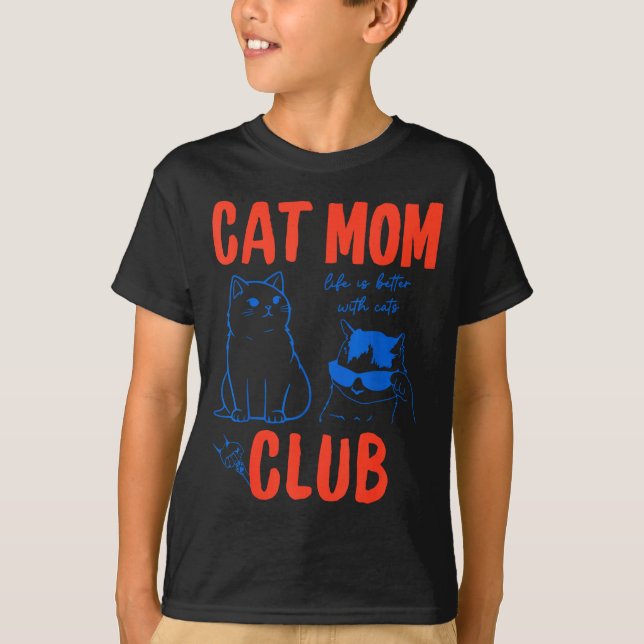 Retro Cat Mom Club Funny Cat Meme Mama Grandma Mot T-Shirt (Vorderseite)