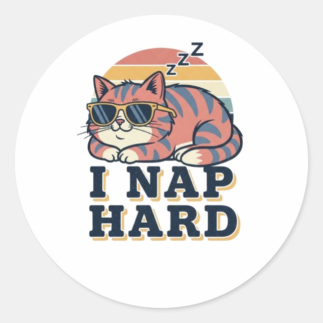 Retro Cat Nap Hard Vinyl Sticker (Vorderseite)