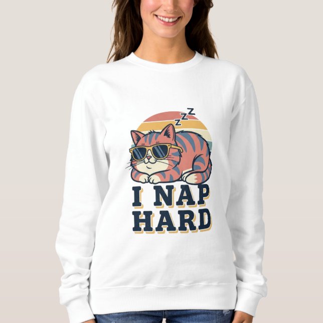 Retro Cat Nap Quote Women’s Sweatshirt (Vorderseite)