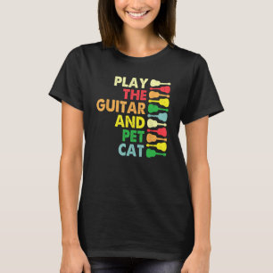 Retro Cat Owner Guitar Player Sprichwort Gitarrist T-Shirt