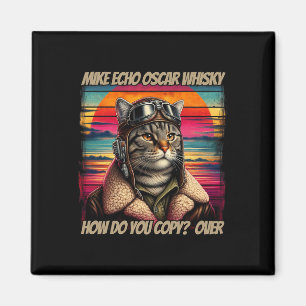 Retro Cat Pilot Mike Echo Oscar Whisky M.e.w Magnet