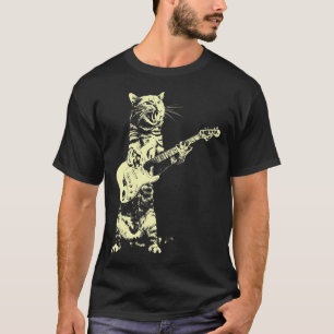 Retro Cat Playing Bass Gitarre Cat Gitarre Musik T-Shirt