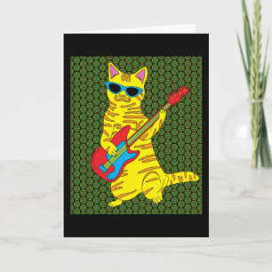Retro Cat Playing Gitarre Karte