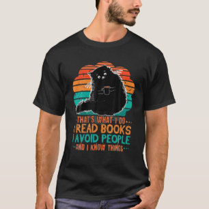Retro Cat Read Books Vermeiden Sie Buchwürmer T-Shirt