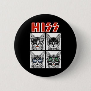 Retro Cat Rock Music Concept Band Men Kids Women F Button