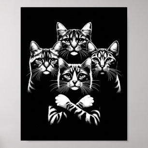 Retro Cat Rock Music Concept Band Men Kids Women F Poster