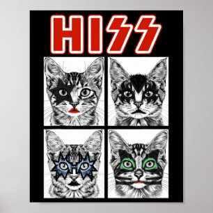 Retro Cat Rock Music Concept Band Men Kids Women F Poster