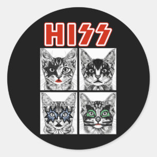 Retro Cat Rock Music Concept Band Men Kids Women F Runder Aufkleber