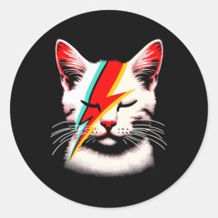 Retro Cat Rock Music Concept Band Men Kids Women F Runder Aufkleber