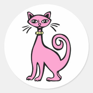 Retro Cat Runder Aufkleber