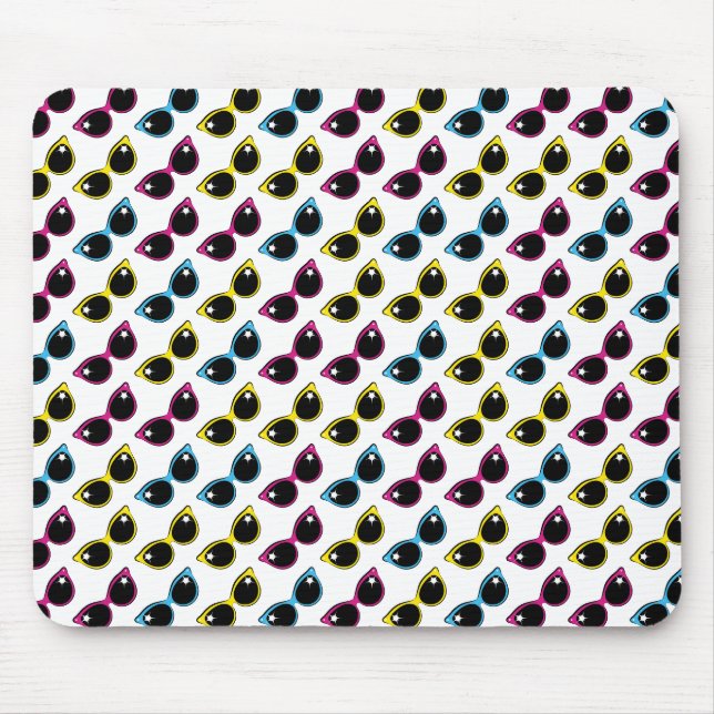 Retro Cat Sonnenbrille Muster Mousepad (Vorne)