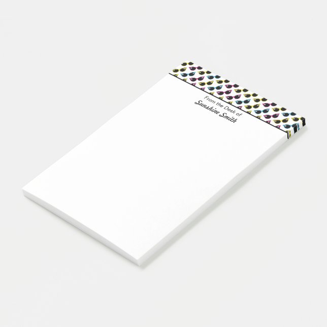 Retro Cat Sonnenbrille Muster Personalisiert Post-it Klebezettel (angewinkelt)