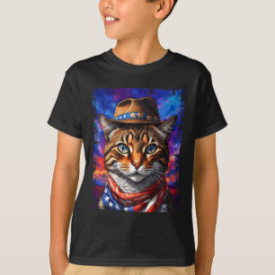 Retro Cat Usa American Flag Kitten Kitty Lover 4. T-Shirt